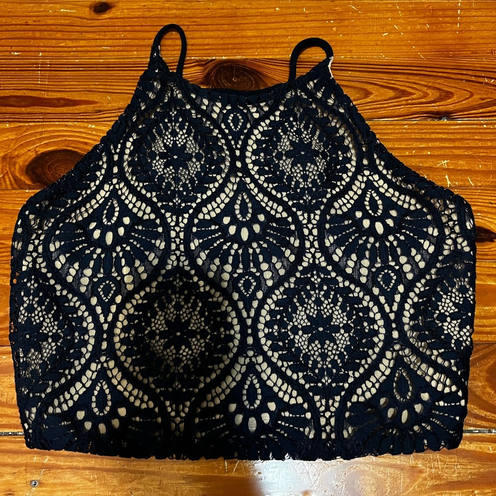Lacy halter crop top
